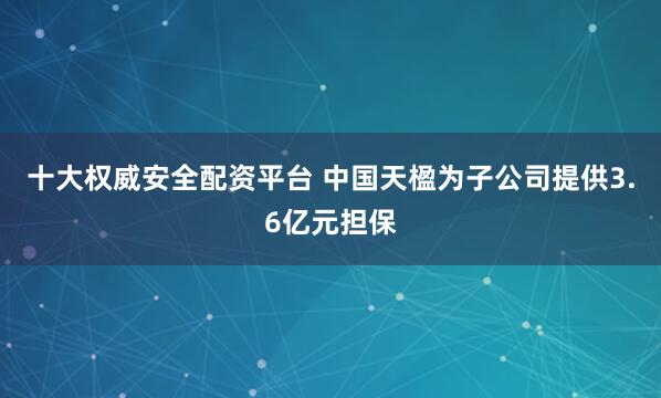十大权威安全配资平台 中国天楹为子公司提供3.6亿元担保